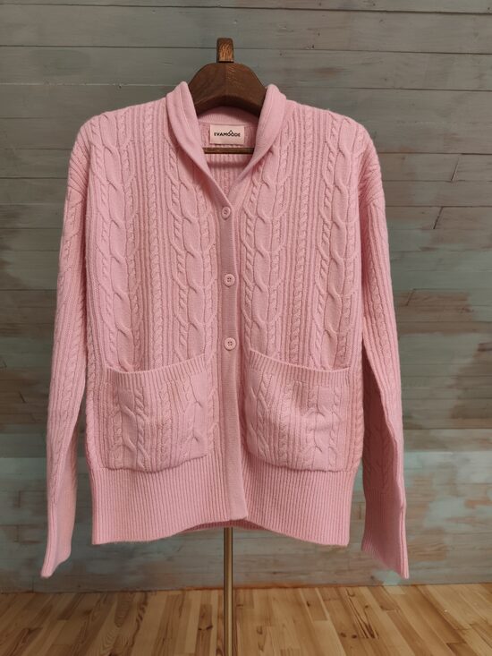 EVAMOODE PINK OXFORD CARDIGAN